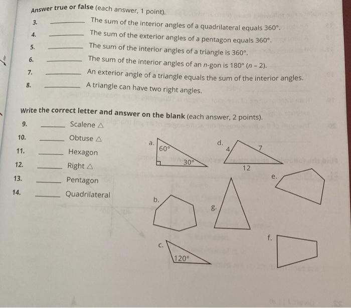 Solved Answer true or false (each answer, 1 point). 3. 4. 5. | Chegg.com