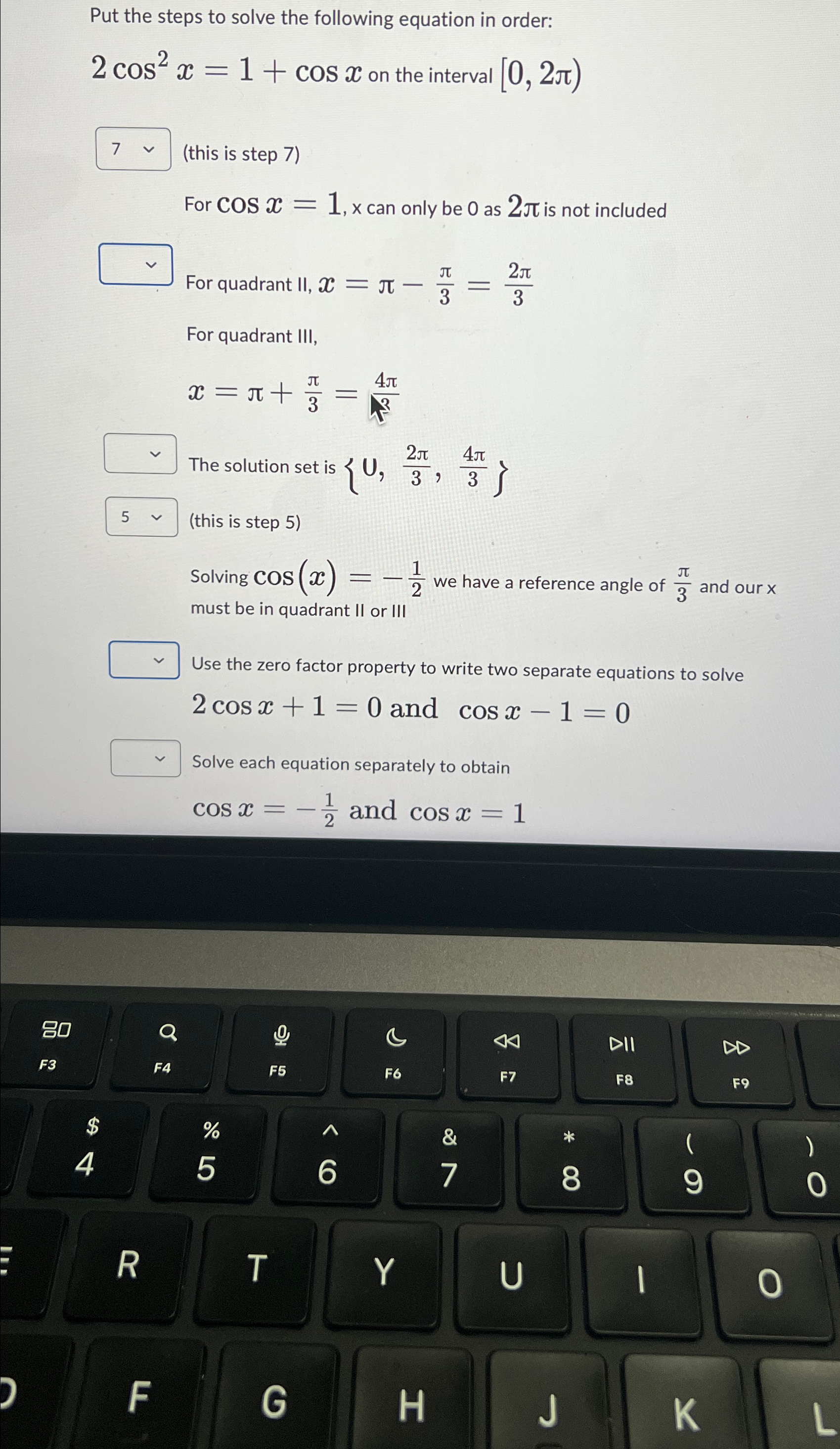 Solved Put the steps to solve the following equation in | Chegg.com