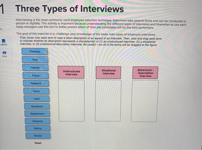 Solved 1 Three Types of Interviews Interviewing is the most