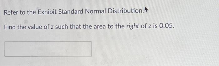 Solved Refer to the Exhibit Standard Normal Distribution. | Chegg.com