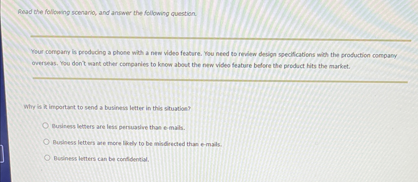 Solved Read The Following Scenario, And Answer The Following | Chegg.com