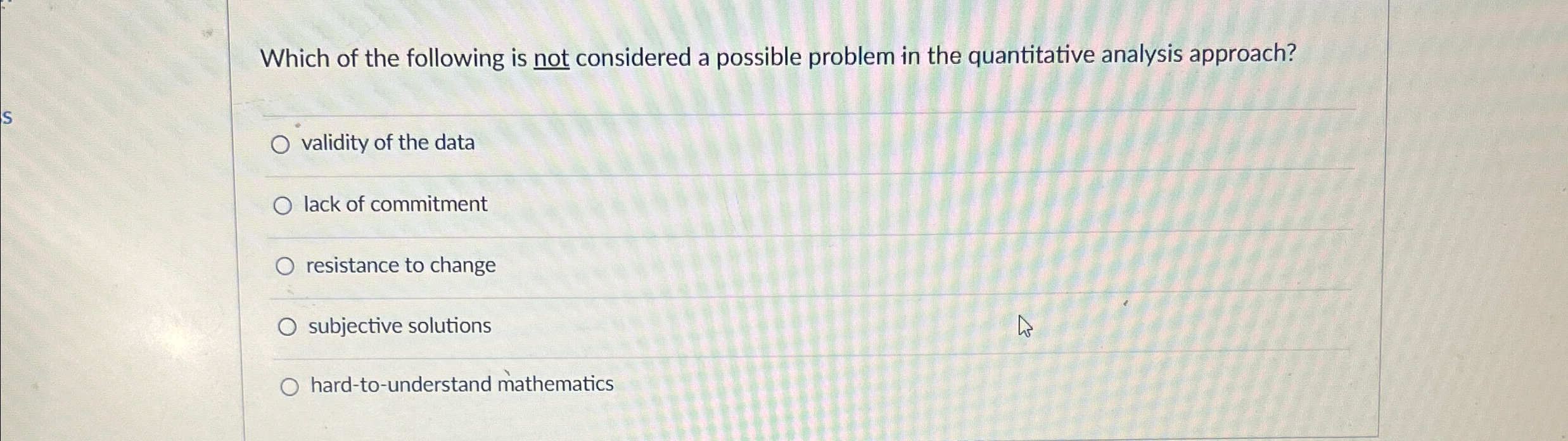 Solved Which of the following is not considered a possible | Chegg.com