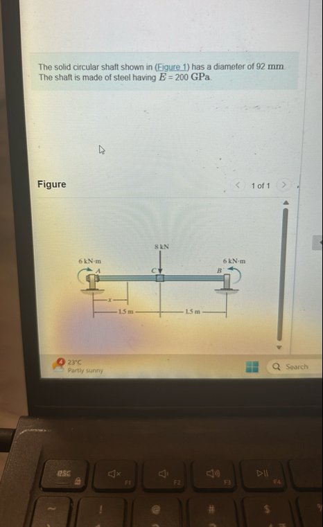 Solved The solid circular shaft shown in (Figure 1) ﻿has a | Chegg.com