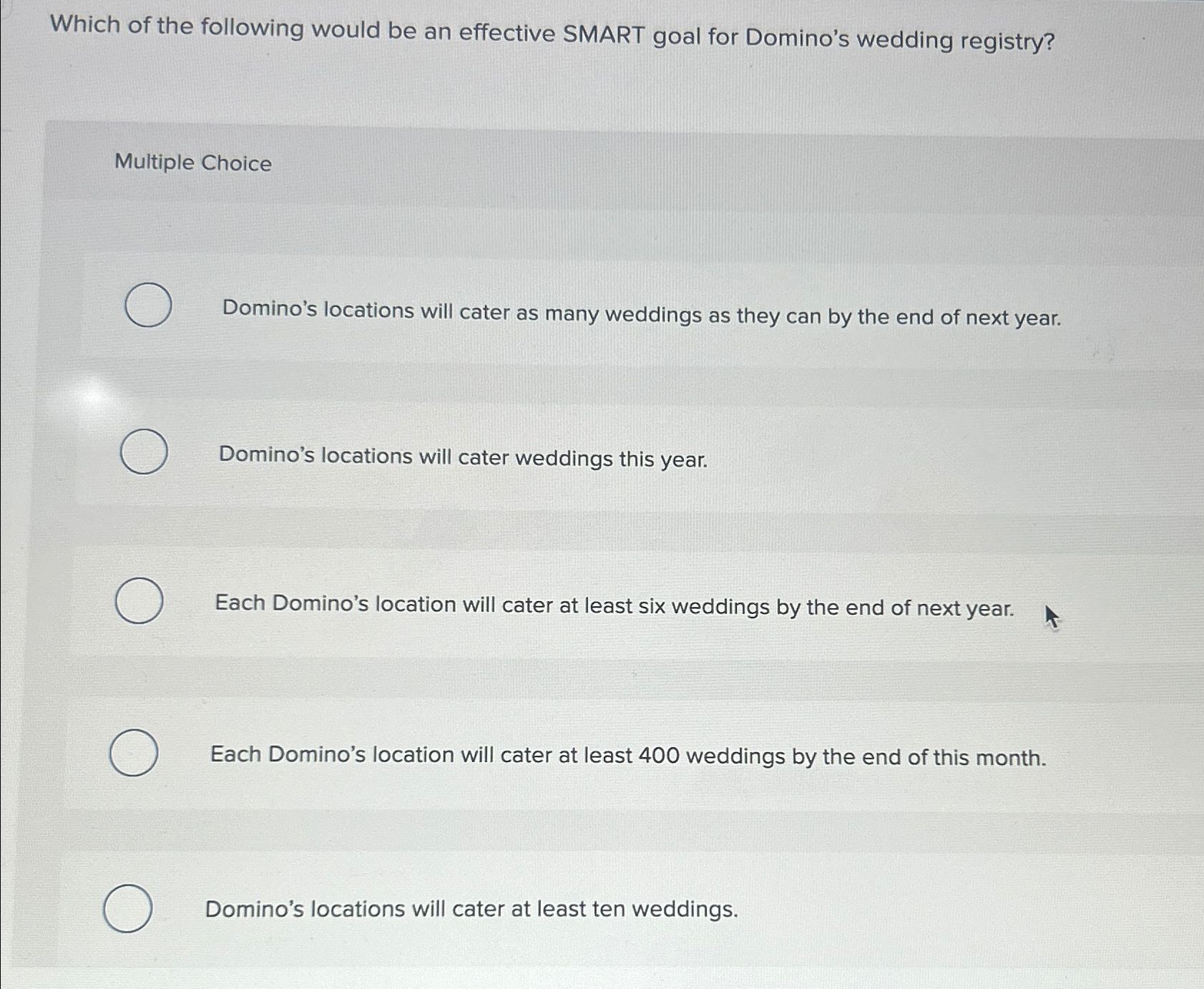 Solved Which of the following would be an effective SMART