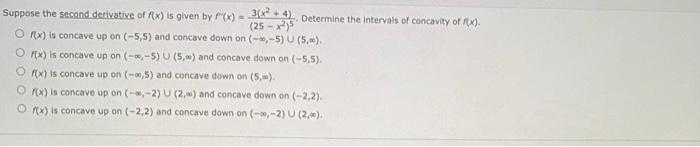 Solved Suppose the second derivative of FOX) is given by | Chegg.com