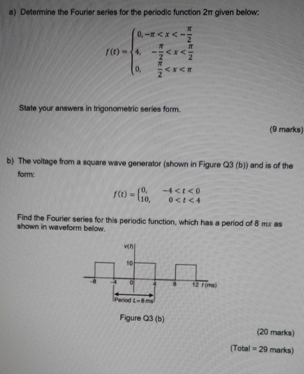 Solved a Determine the Fourier series for the periodic | Chegg.com