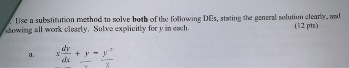 Solved Use a substitution method to solve both of the | Chegg.com