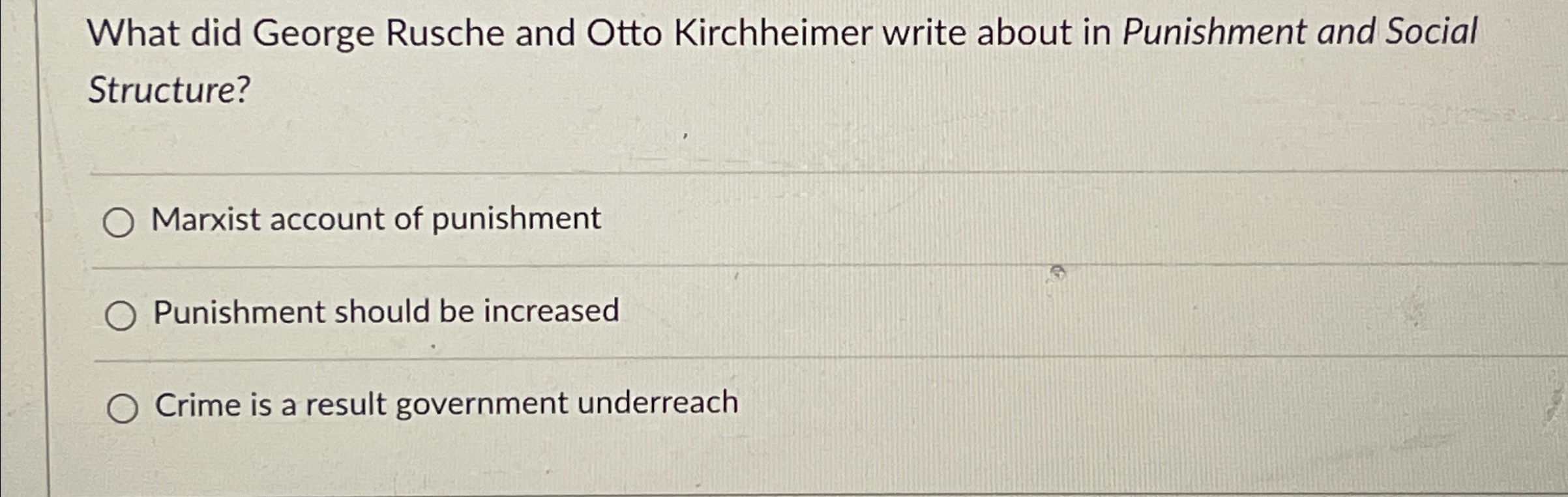 Solved What did George Rusche and Otto Kirchheimer write | Chegg.com