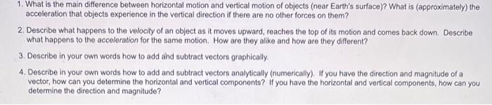 Solved acceleration that objects experience in the vertical | Chegg.com