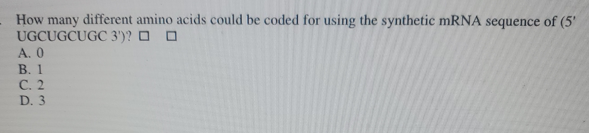 Solved How many different amino acids could be coded for | Chegg.com