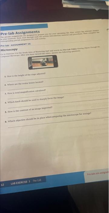 Solved Pre-lab Assignments Pre-tab a ASICNMENT 3A Microscopy | Chegg.com