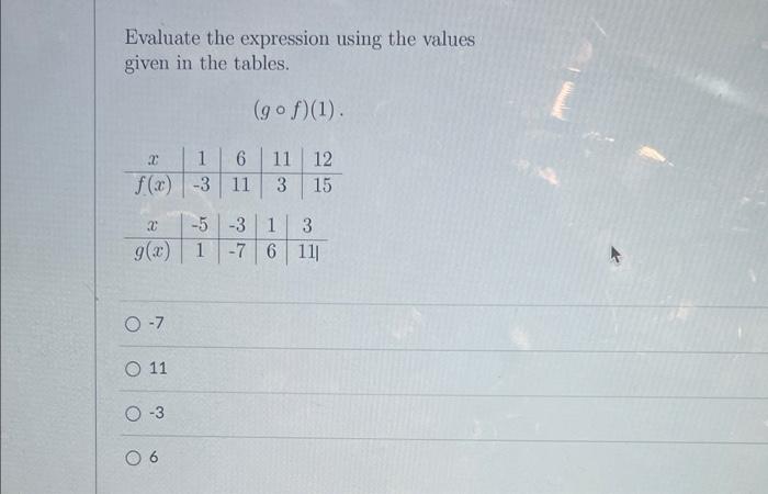 Solved Evaluate the expression using the values given in the | Chegg.com