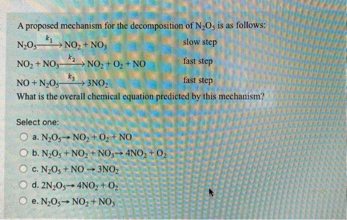 Solved slow step A proposed mechanism for the decomposition | Chegg.com