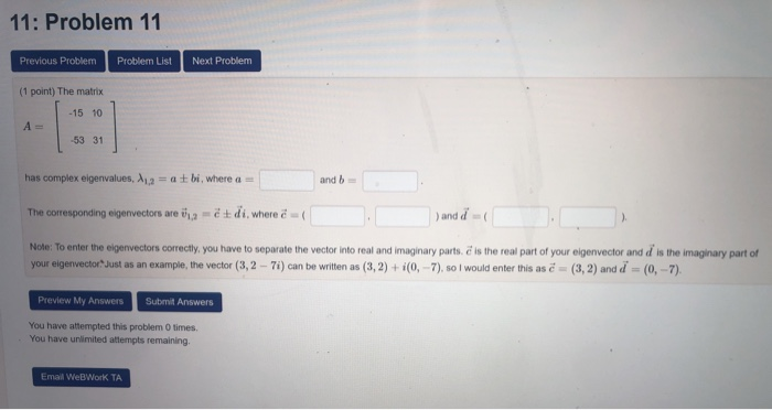 Solved 11: Problem 11 Previous Problem Problem List Next | Chegg.com
