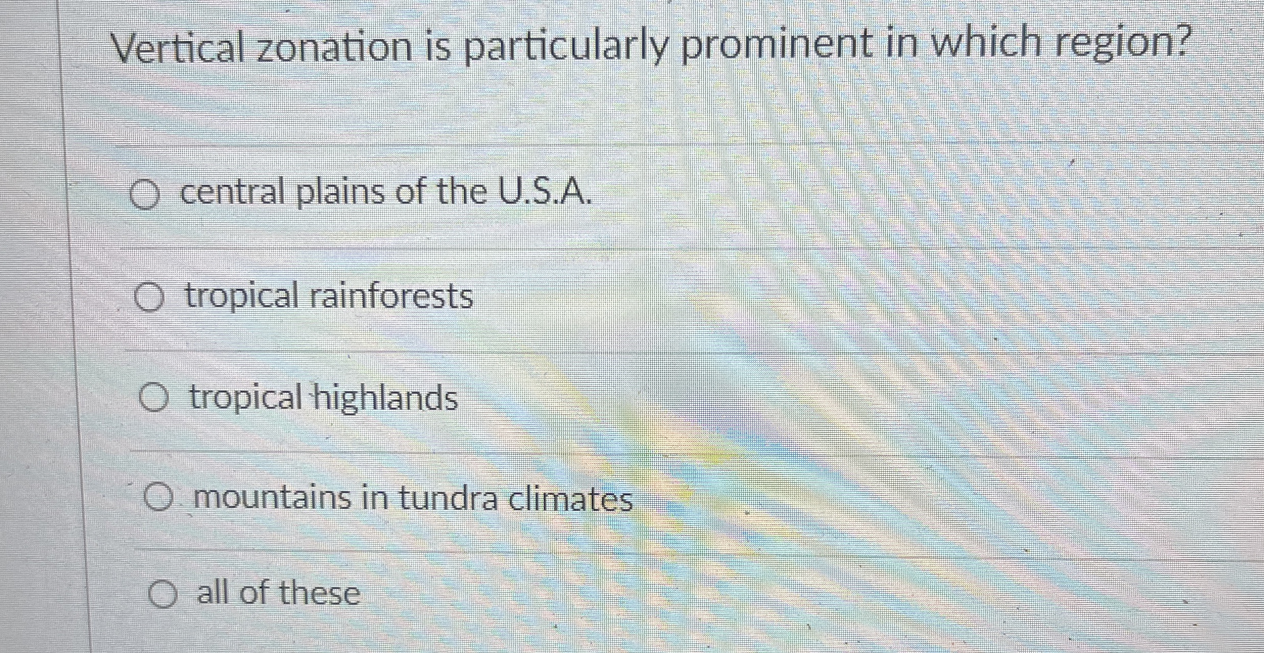 Solved Vertical zonation is particularly prominent in which | Chegg.com