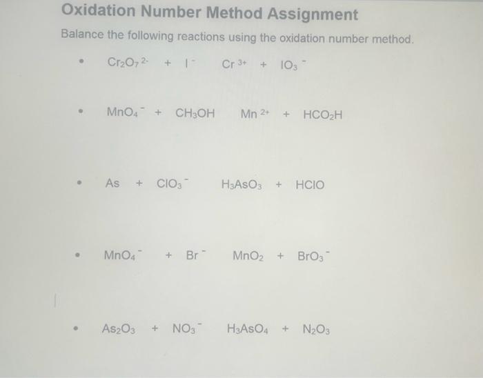 oxidation number assignment