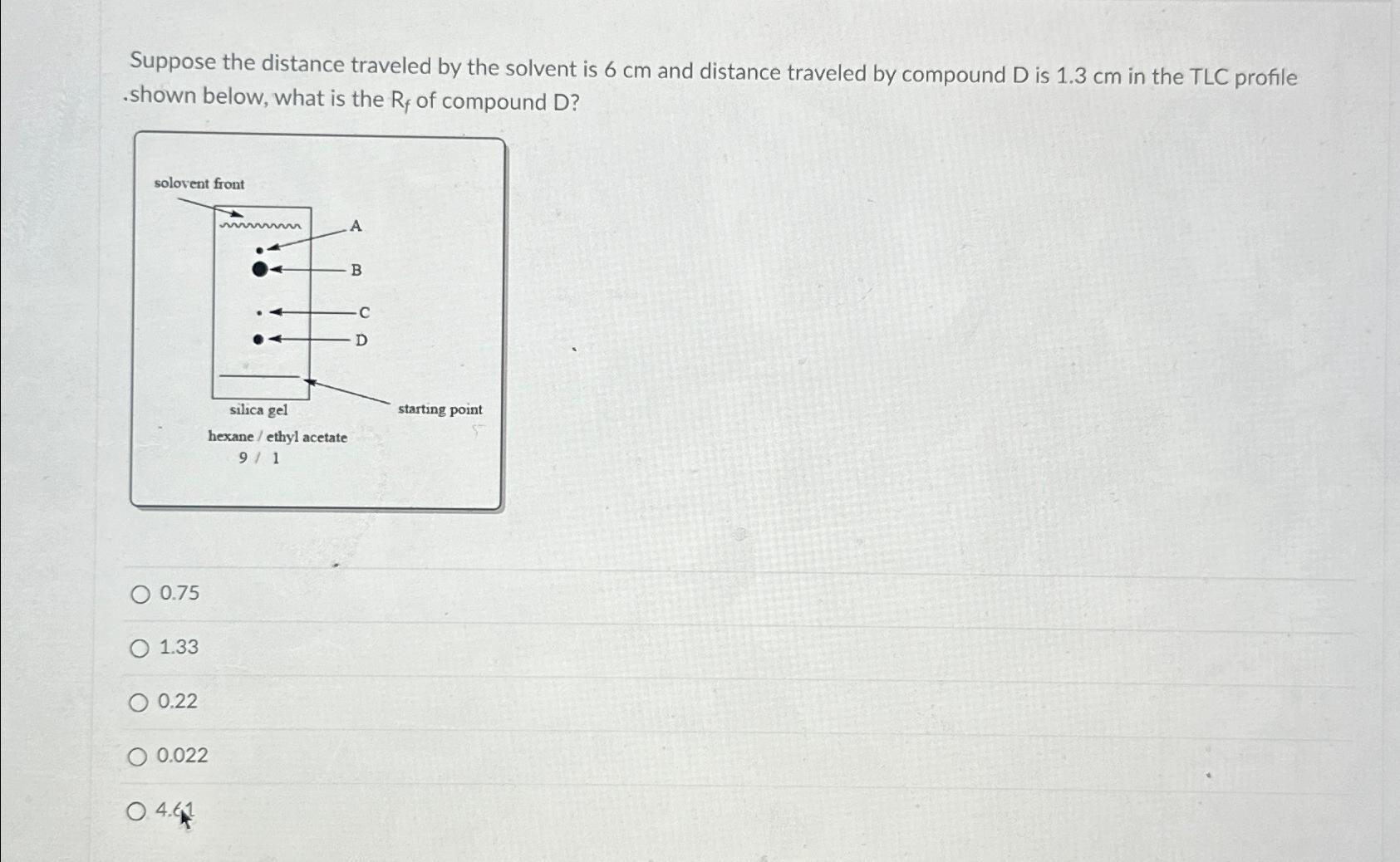 Solved Suppose the distance traveled by the solvent is 6cm