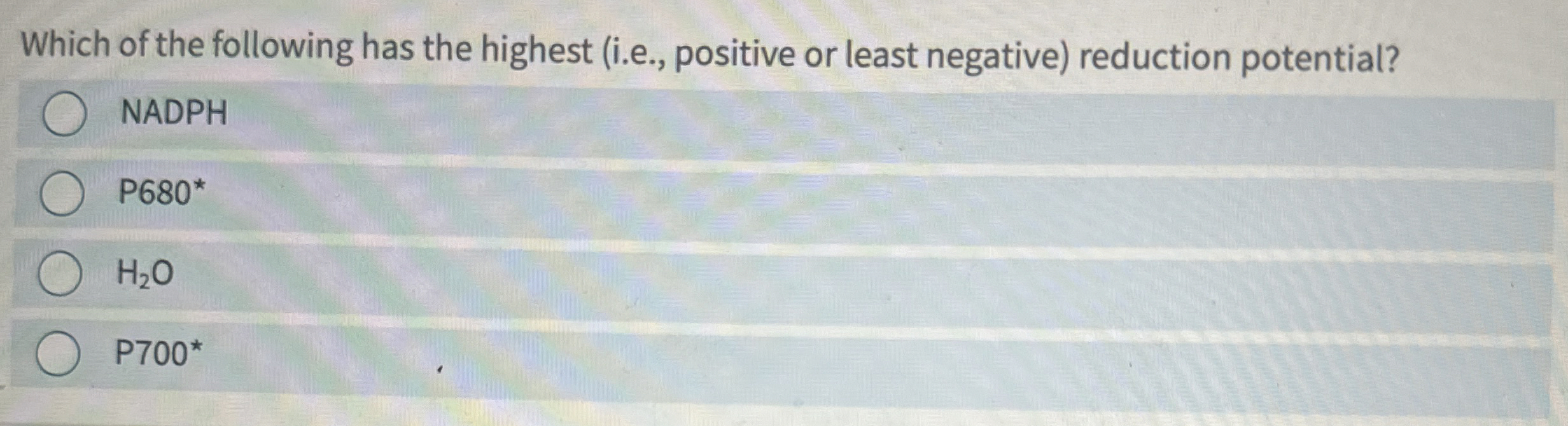 Solved Which of the following has the highest (i.e., | Chegg.com