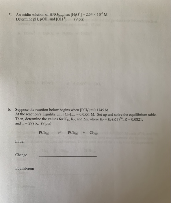 Solved 5. An Acidic Solution Of HNO3(aq) Has [H30*] = 2.54 X | Chegg.com