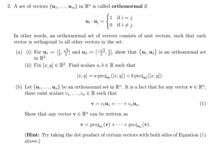 Solved 2 A Set Of Vectors U M In R Is Called Ort Chegg Com