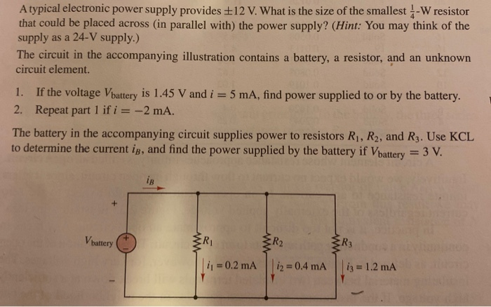 Solved A Typical Electronic Power Supply Provides +12 V. | Chegg.com