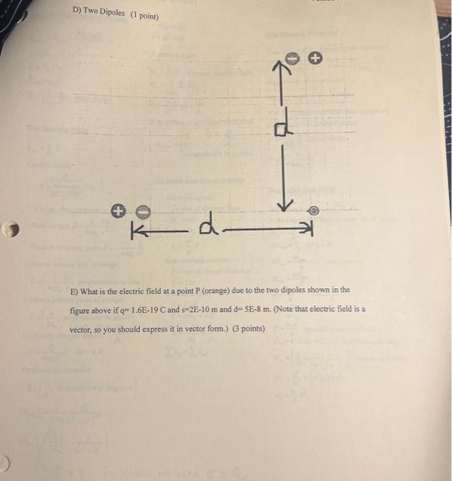 Solved D) Two Dipoles (1 point) E) What is the electric | Chegg.com