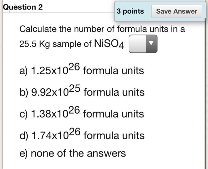 Solved Question 2 3 points Save Answer Calculate the number | Chegg.com