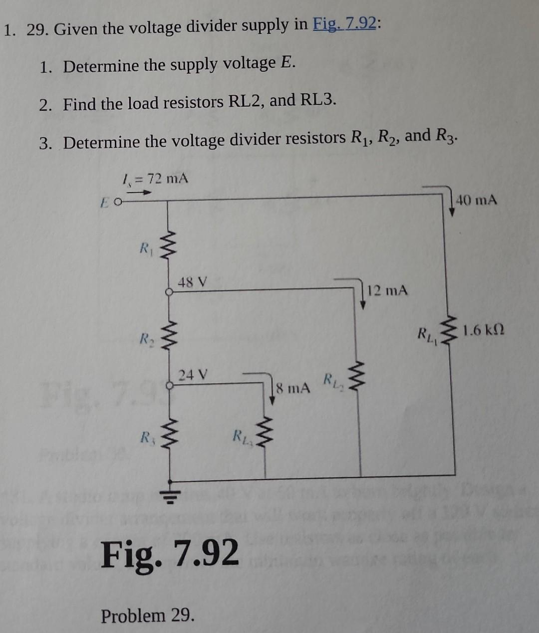 Solved 1. 29. Given the voltage divider supply in Fig. 7.92: | Chegg.com