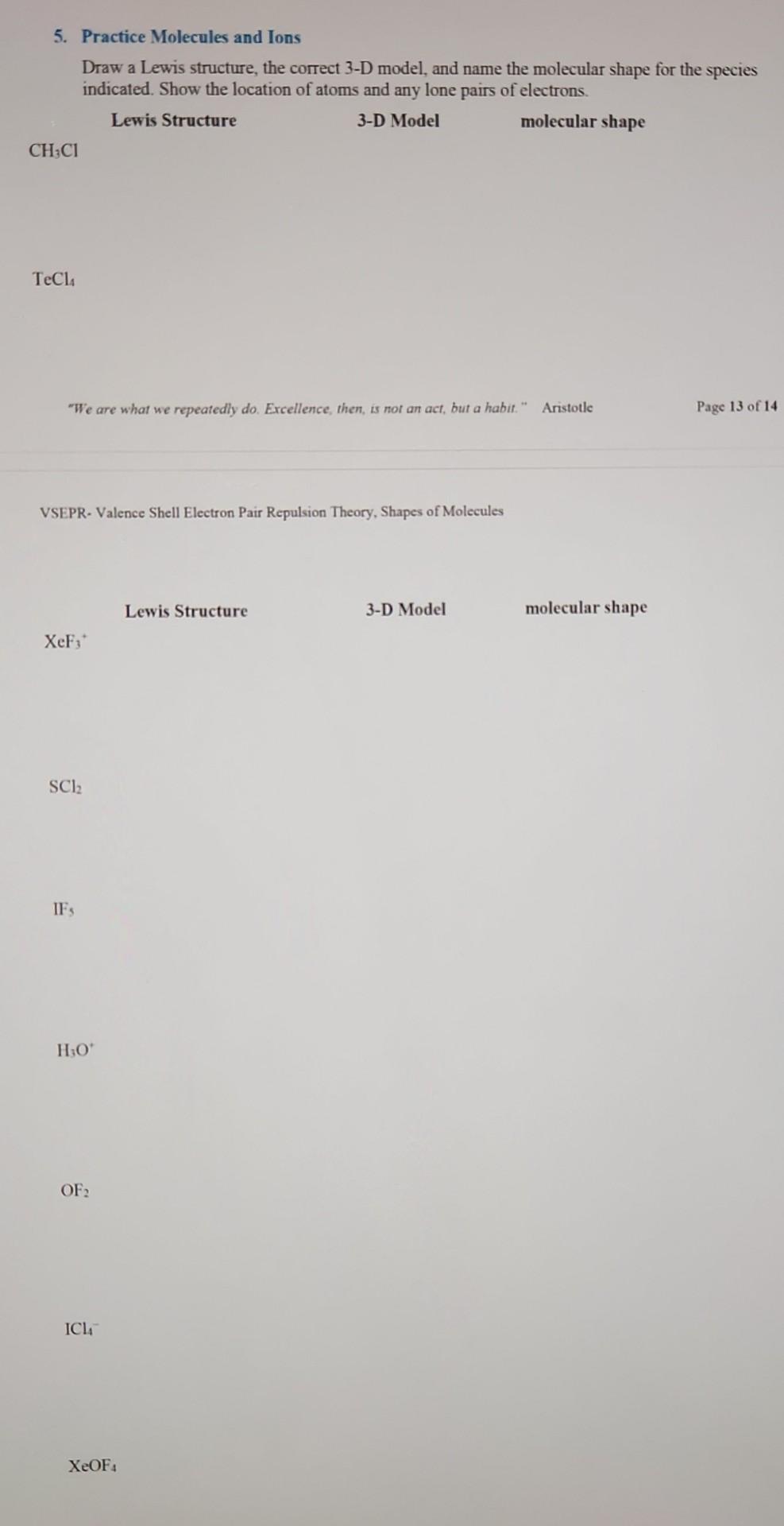 Solved 4. Variations On Ax6, Steric Number (sn)=6 Draw A 