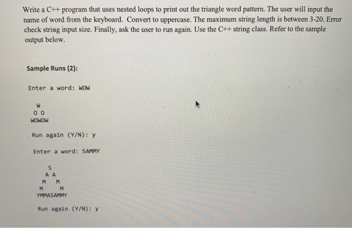 Solved Write a C++ program that uses nested loops to print | Chegg.com