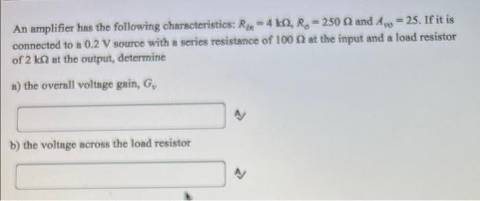 Solved An Amplifier Has The Following Characteristics: Ryn - | Chegg.com