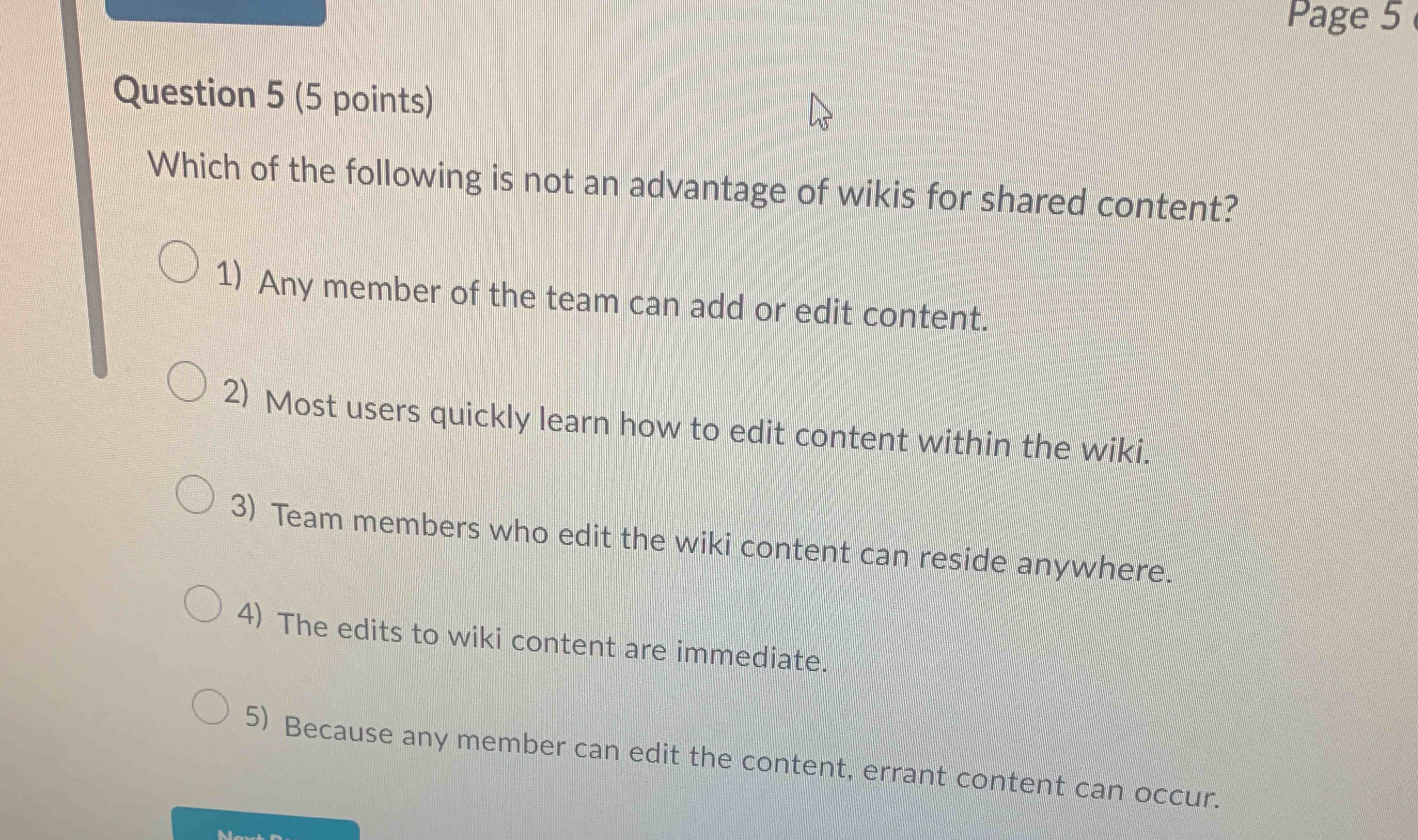Solved Question 5 (5 ﻿points)Which of the following is not | Chegg.com