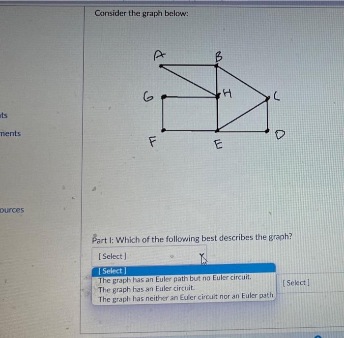 Solved Consider the graph below: A B G G H ( ats ments TI E | Chegg.com