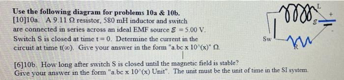 Solved mo Use the following diagram for problems 10a & 10b. | Chegg.com