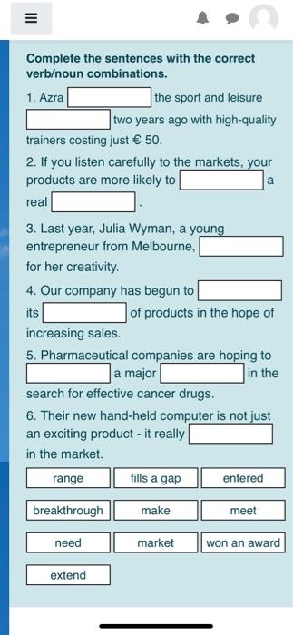 Solved III a Complete the sentences with the correct | Chegg.com