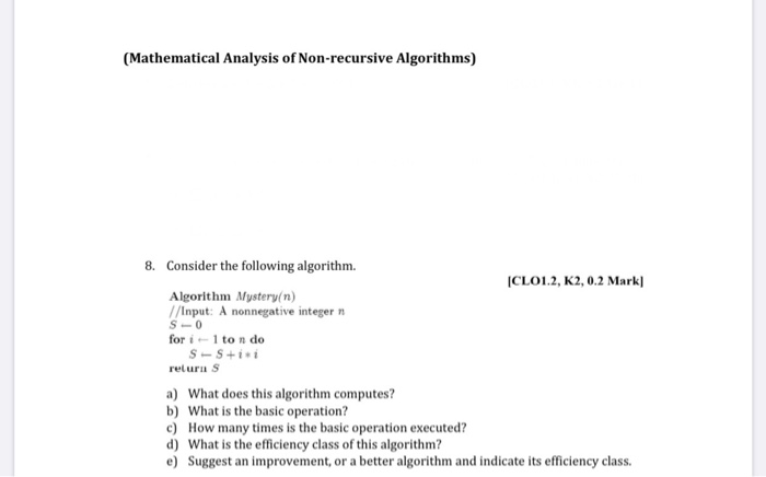 Solved (Mathematical Analysis of Non-recursive Algorithms) | Chegg.com