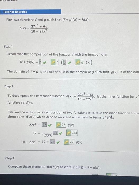 Solved Tutorial Exercise Find Two Functions Fand G Such That 1572