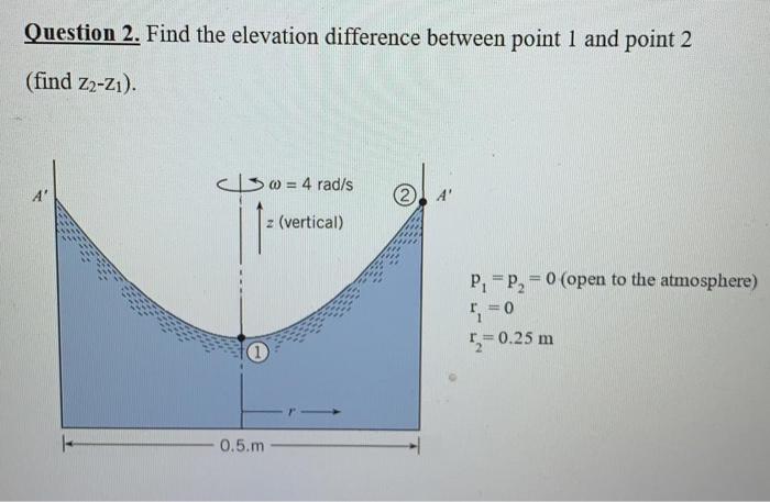 Solved Question 2. Find the elevation difference between | Chegg.com