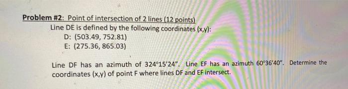 Solved Problem #2: Point of intersection of 2 lines (12 | Chegg.com