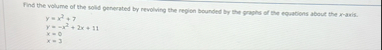 Solved Find the volume of the solid generated by revolving | Chegg.com