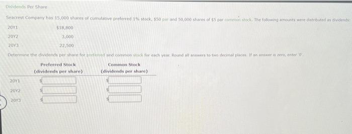 Solved Dividends Per Share Seacrest Company has 15,000 | Chegg.com