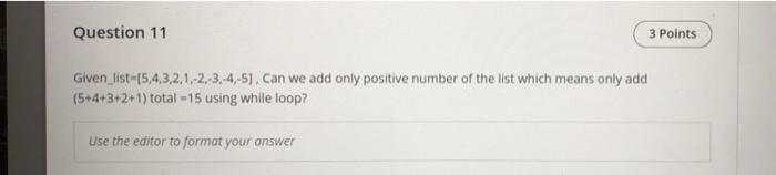 Solved Question 11 3 Points Givenlist 54321 23 4 5