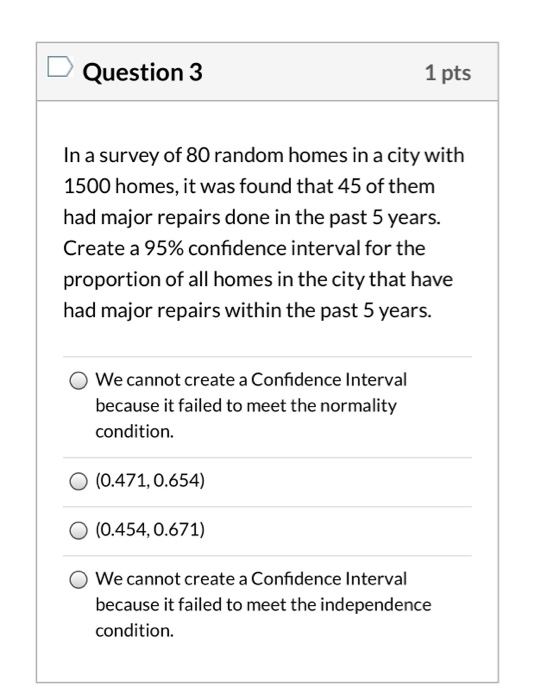 Solved Question 1 1 pts A survey of 900 random college | Chegg.com
