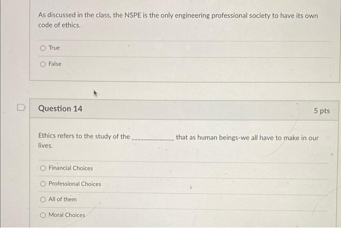Solved As discussed in the class, the NSPE is the only | Chegg.com