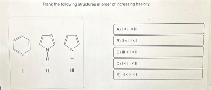 Solved Rank the following structures in order of increasing | Chegg.com