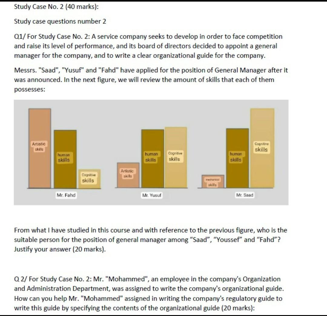 Study Case No. 2 (40 marks): Study case questions | Chegg.com