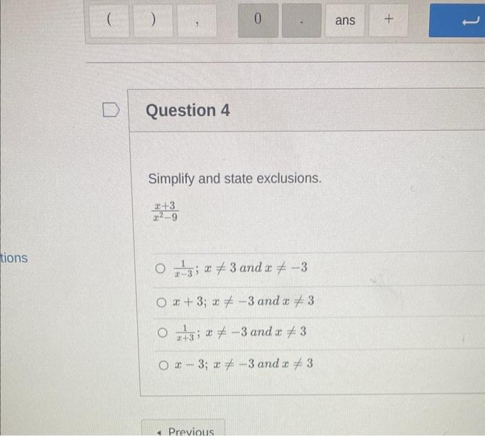 Solved simplify and state exclusions x2 9x 3 x 31 x 3 and chegg