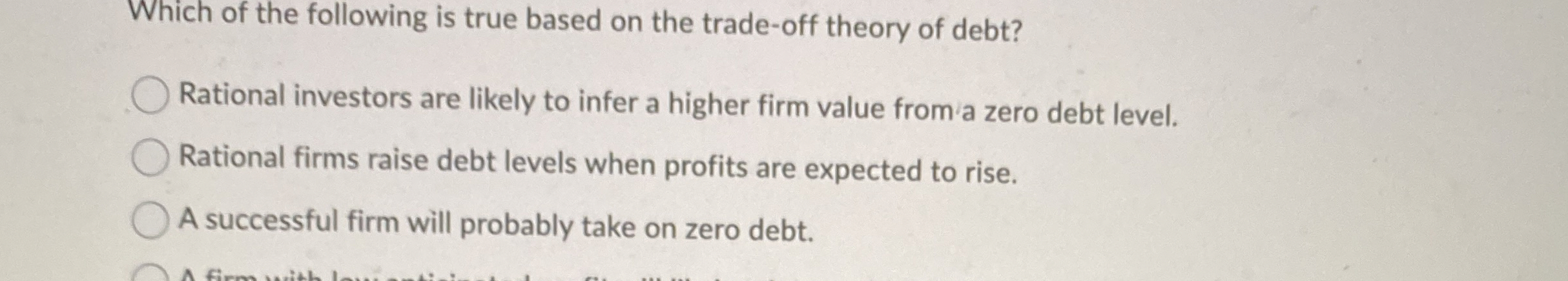 Solved Which of the following is true based on the trade-off | Chegg.com