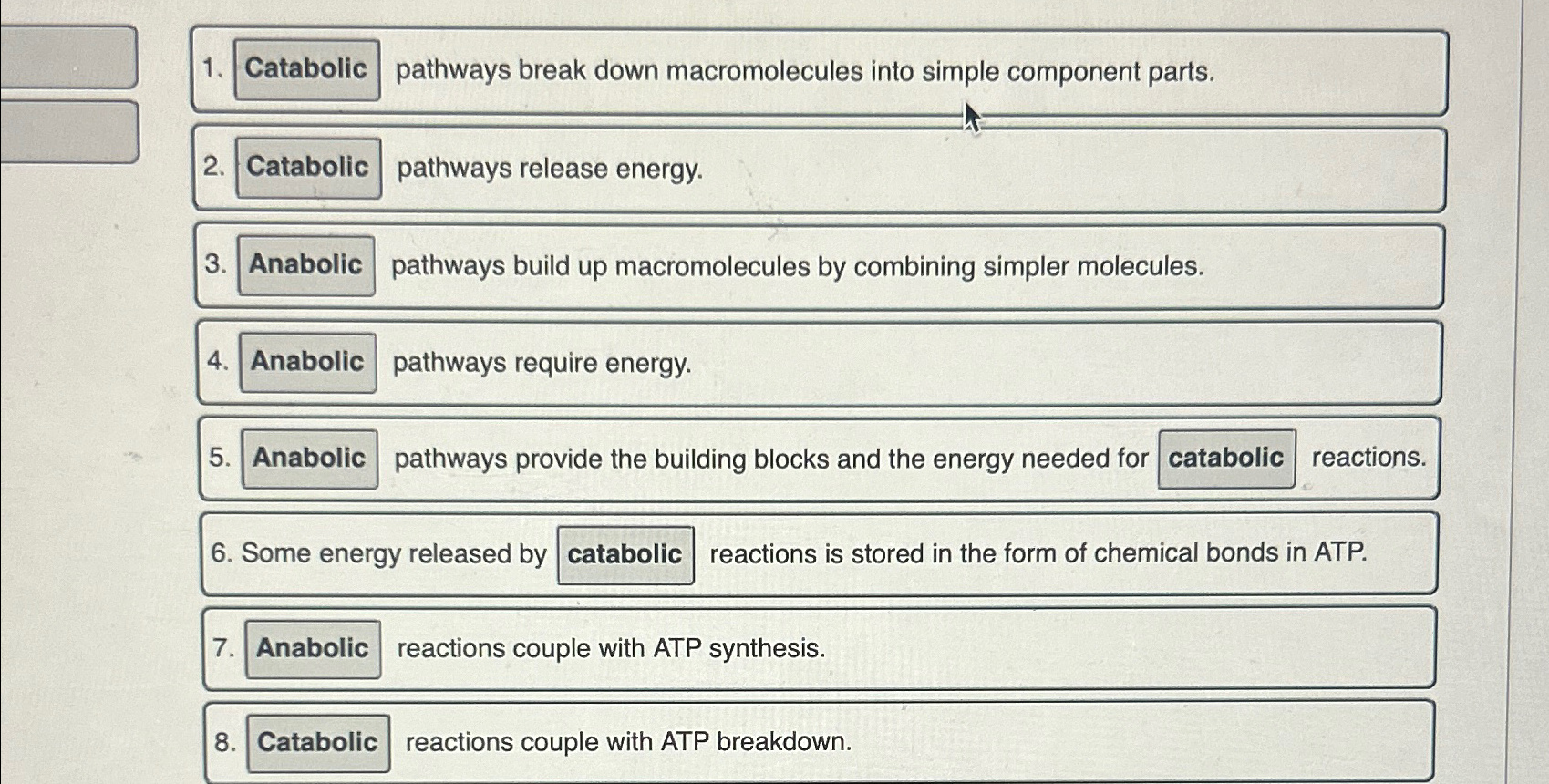 Solved Catabolic pathways break down macromolecules into