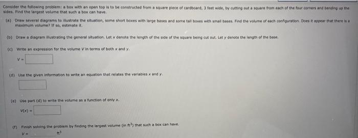 Solved Consider the following problem: a box with an open | Chegg.com